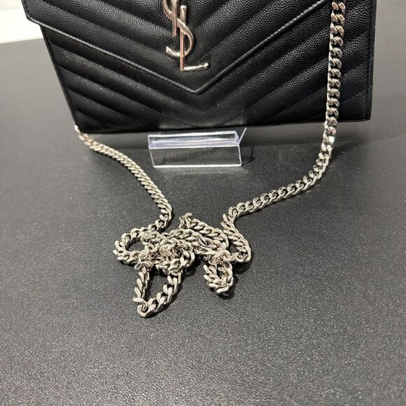 YSL Cassandre Chain Wallet in Grain de Poudre Black Leather (JB1416) - Picture 3 of 10